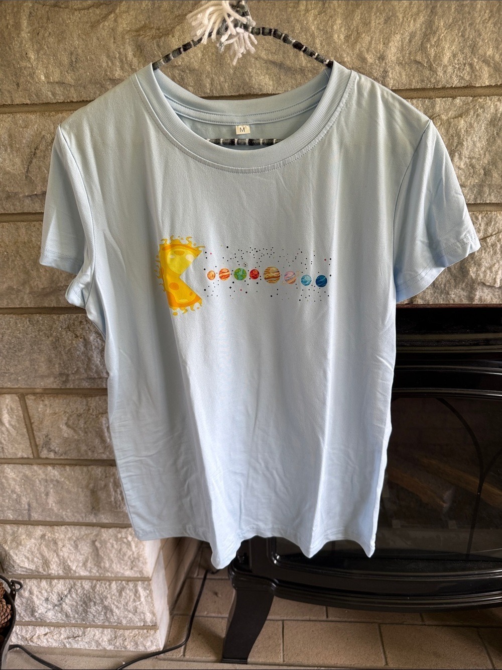 Solar System Graphic Women’s T-Shirt - Light Blue Medium